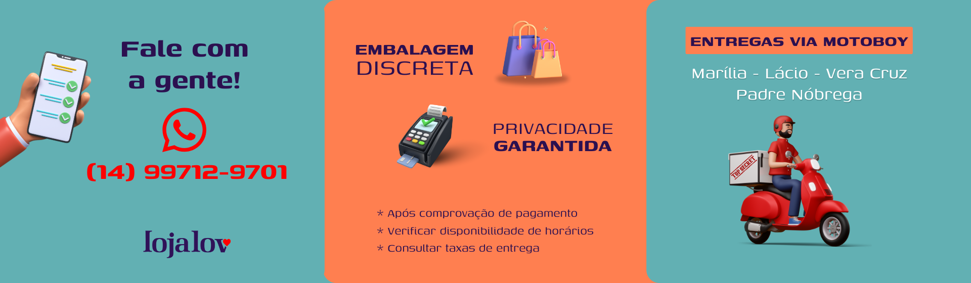 Embalagem discreta e entrega personalizada